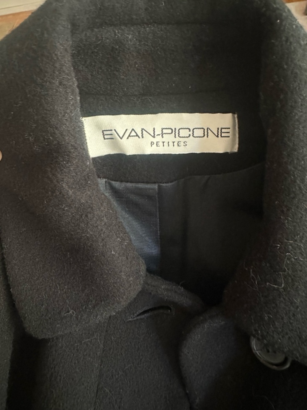Evan Picone Black Long Button-Front Wool Coat - Picture 2 of 4